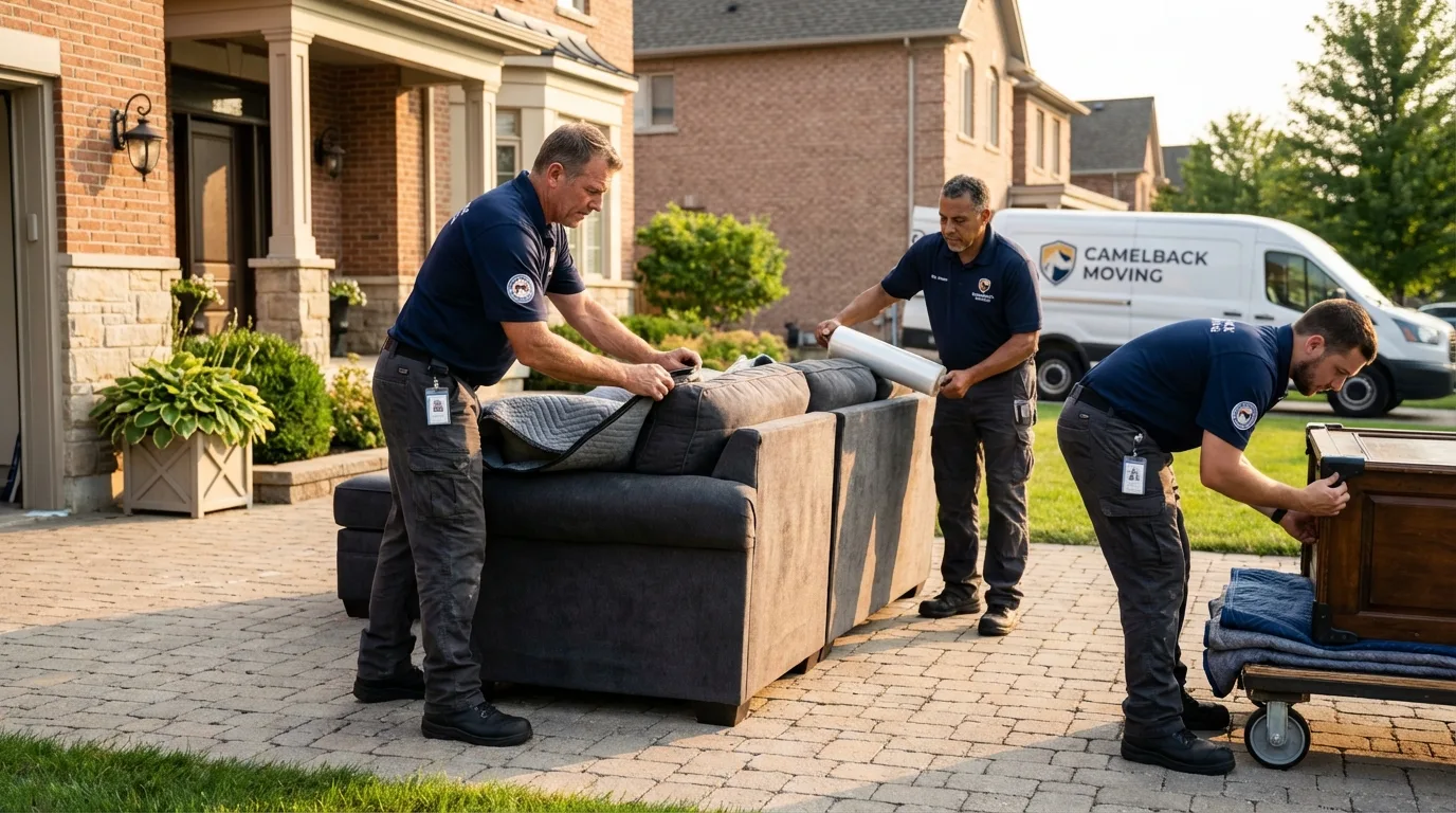 Large estate moving crew wrapping furniture in Allegany, NY